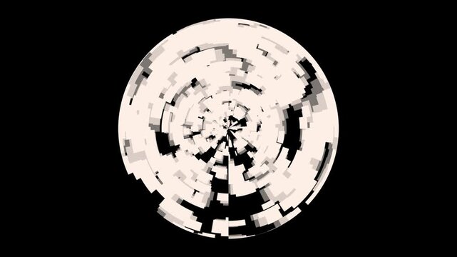 Sphere shape with geometric shapes fade in and out animation