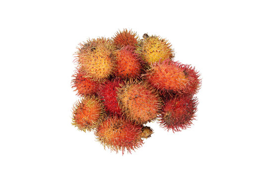 rambutan fruit. group of raw sweet red rambutans