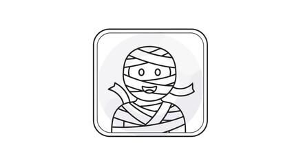 Fototapeta premium Cute Mummy Icon, Halloween Character, Cartoon Style, Bandaged Person