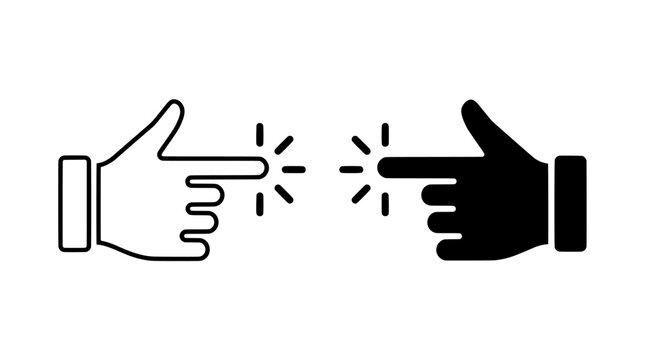 Opposing hands pointing at each other with clicking gestures representing interaction or connection