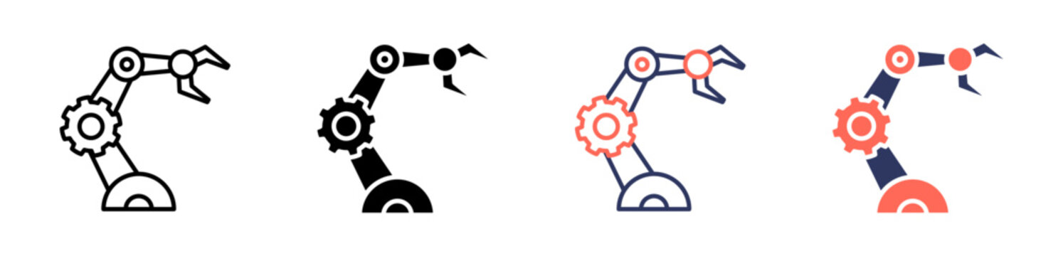 robot arm icon set multiple style collection