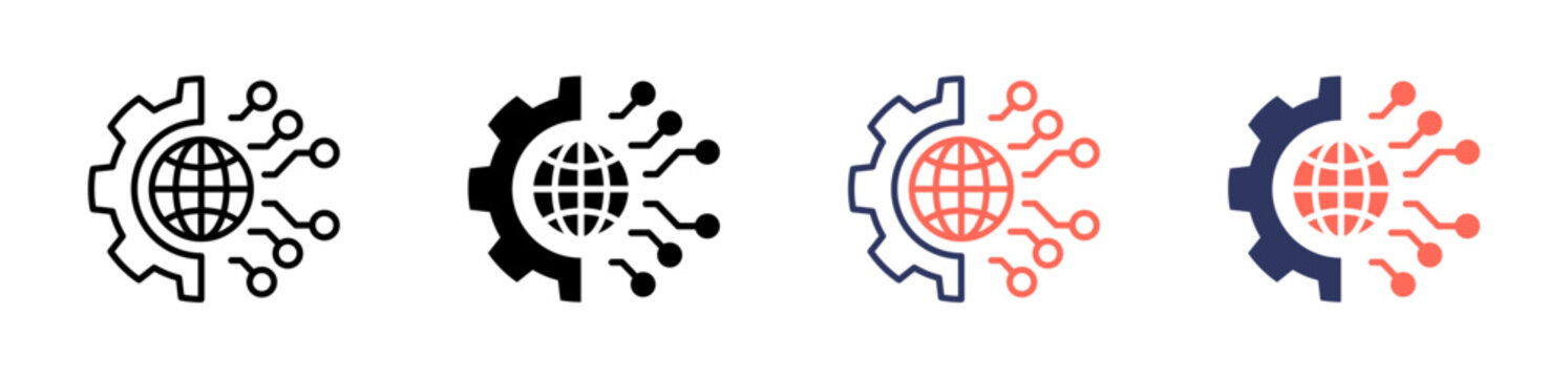 digital transformation icon set multiple style collection