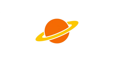Minimalist planet with ring vector icon on white background © Riky