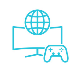 Digital World icon. Isolated on white background. Blue icon © LeonART