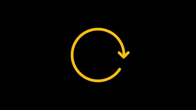 Animated white circular arrow icon representing refresh, reload, cycle function. circular loading arrow animation. circular arrows rotating in a continuous loop.rotating arrow circle.