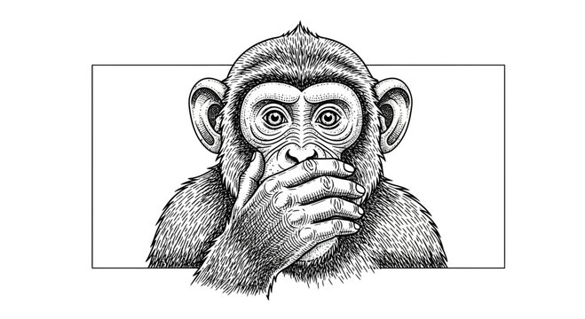 Monkey Covering Mouth in Shock