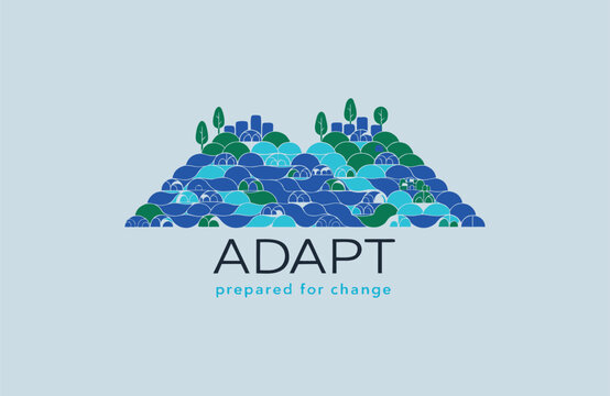 Abstract representation of mountains with the word adapt prepared for change forward thinking mountains landscape