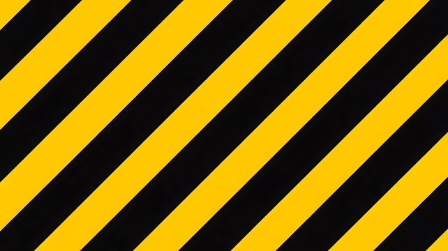 Black and Yellow Diagonal Warning Stripes Background Industrial Safety Hazard Pattern