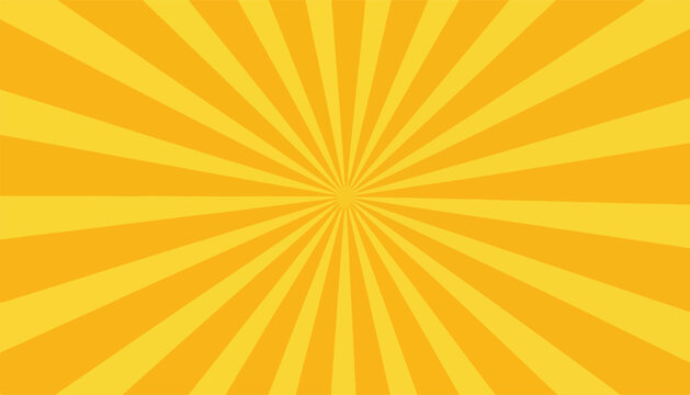 Yellow and orange sunburst background with retro comic book radial rays