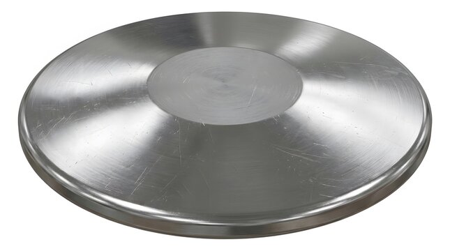 Circular metal disc surface with scratches and brushed texture.