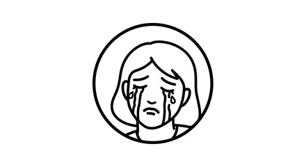Fototapeta premium Sad Woman Crying Face Icon, Emotional Distress, Grief, Sadness, Tears