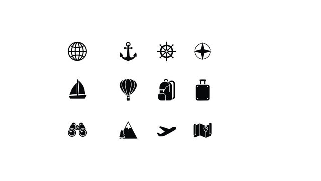 Travel icons set with navigation
