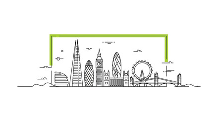 Fototapeta premium London Skyline Outline: Iconic Landmarks in Minimalist Line Art Style