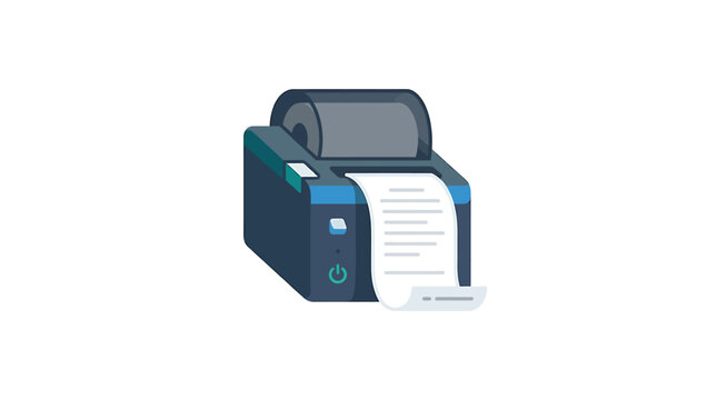 Printer printing document on white background