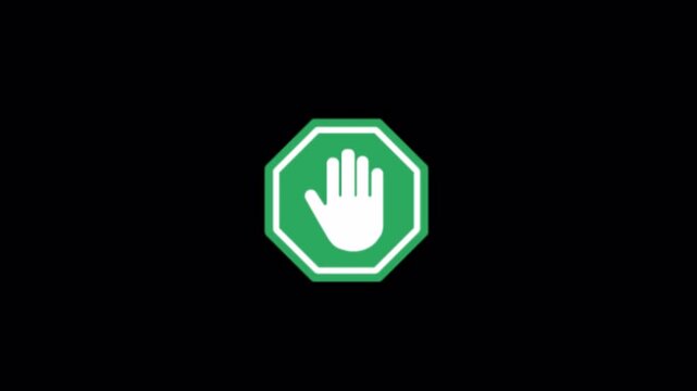 Green Stop Sign Icon Animation - Transparent