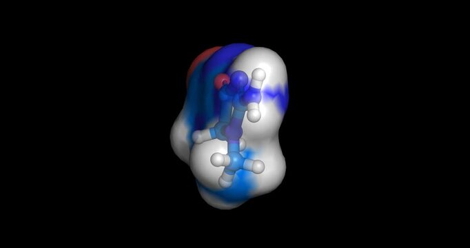 Creatinine, kidney health biomarker/chemical waste product for measuring kidney function, 3D molecule 4K spinning