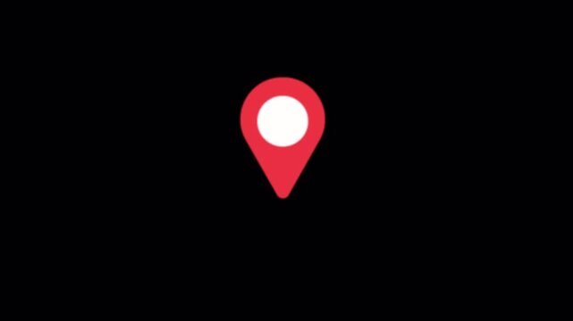 Red Map Location Pin Icon Animation - Transparent