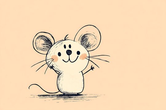 Happy mouse standing alone