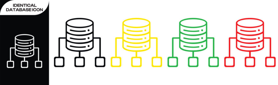 big data icon line style database storage analytics editable stroke vector set