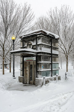 Boston MBTA Subway Elevator During Blizzard