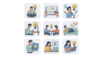 Fototapeta premium Creative thinking and idea generation for mental health and self care at work and home