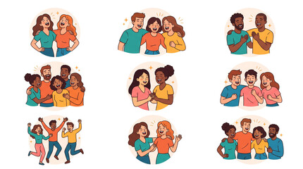Fototapeta premium Diverse group of friends laughing and hugging, celebrating connection and mental well-being at work