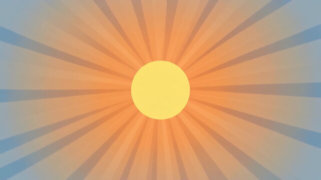 Animated Sunshine with Warm Radiating Rays on Gradient Sky
