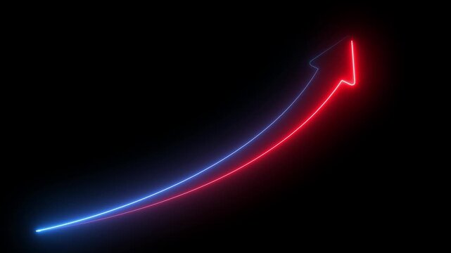 Abstract beautiful Red and Blue neon line arrow icon animation .on a black background.with 4k video,