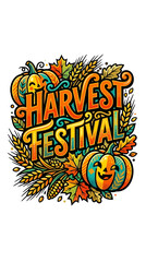 Fototapeta premium Harvest Festival Typography Design with Pumpkins and Autumn Leaves