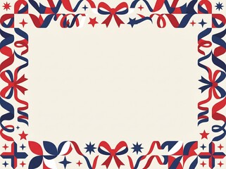 Fototapeta premium Festive Red and Blue Ribbon Border Decoration