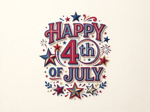 Festive Happy 4th of July Celebration Graphic Art