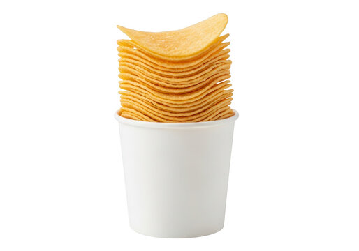 Fries in a paper cup overflowing with crispy fries