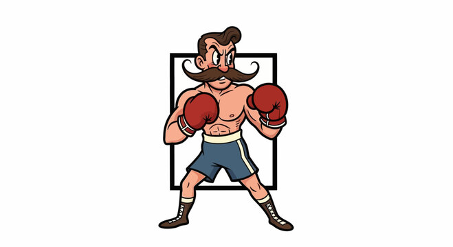 Vintage Boxer with Handlebar Mustache Ready to Fight