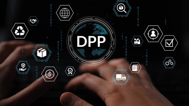 Hands Touching Keyboard with Digital Icons Representing Global Connections, Data, and Analytics for Business Solutions and Strategy Development. Entropy.