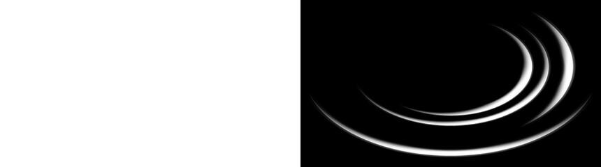 Obraz premium Abstract white concentric glowing light arcs on transparent background