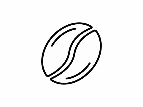 Simple Line Art Icon of a Coffee Bean.