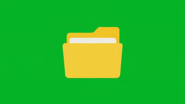 Animated Yellow Folder Icon on Green Screen