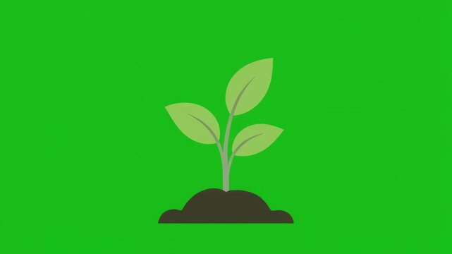 Animated Growing Plant Sprouting from Soil on Green Screen