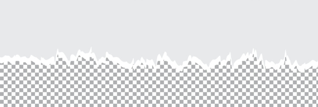 Ripped paper strips stuck on white squared background. white torn paper piece for graphic designer. Vector illustration
