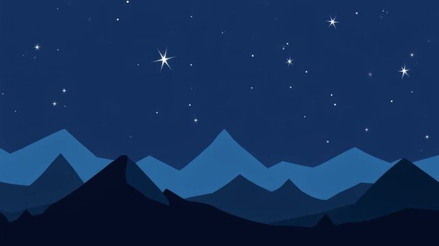 Night Sky over Mountains with Twinkling Stars