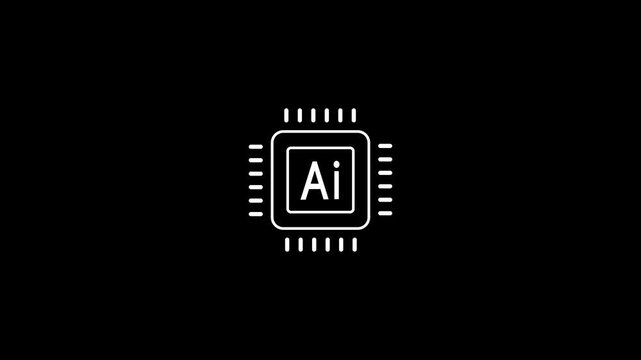 AI processing pixel art animation on a white background, retro 8 bit CPU chip icon By Dadaist