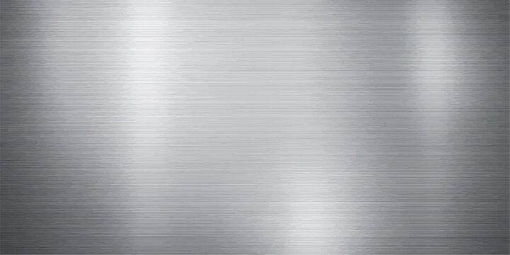 Metallic brushed steel texture horizontal lines reflective gradient abstract vector background smooth polished surface design
