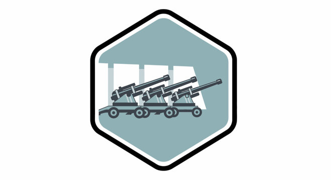 Artillery Battery in a Bunker, Military Defense, Historical Warfare, Cannon Lineup