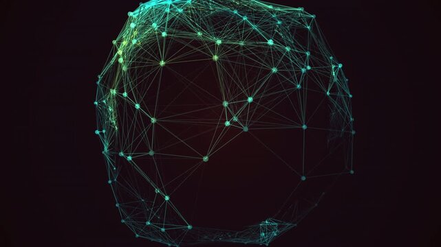 Seamless 4K loop of a glowing thermal neural network of disk nodes firing and connecting in a seamless plexus drifting in hypnotic slow motion. Ideal for network visualization, corporate background.