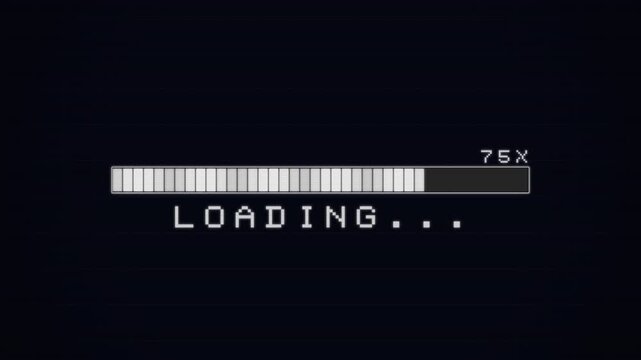 8 bit loading bar with percentage text graphic motion