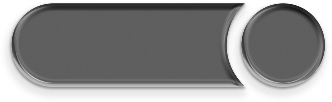 Circle toggle switch button with dark glass 3d neumorphic matte surface for pill switch slider control state dark mode web app ui interface on transparent background