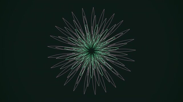 A mesmerizing seamless 4K loop of a glowing green lotus sacred-geometry pattern breathing in radial symmetry drifting in hypnotic slow motion. Ideal for video overlay, yoga. 4K UHD.