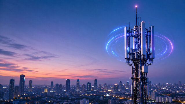 5g signal tower with tech light with tech light commercial commercial scene