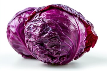Obraz premium Vibrant Red Cabbage Heads Isolated on White Background, Fresh Produce for Healthy Eating and Culinary Use