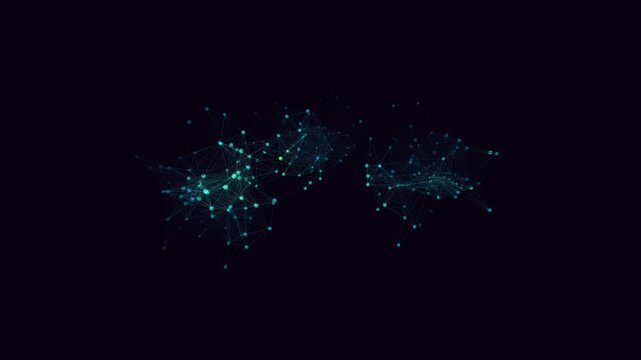 Abstract 4K UHD loop featuring a glowing viridis neural network of swarm nodes firing and connecting in a seamless plexus in rich volumetric light.